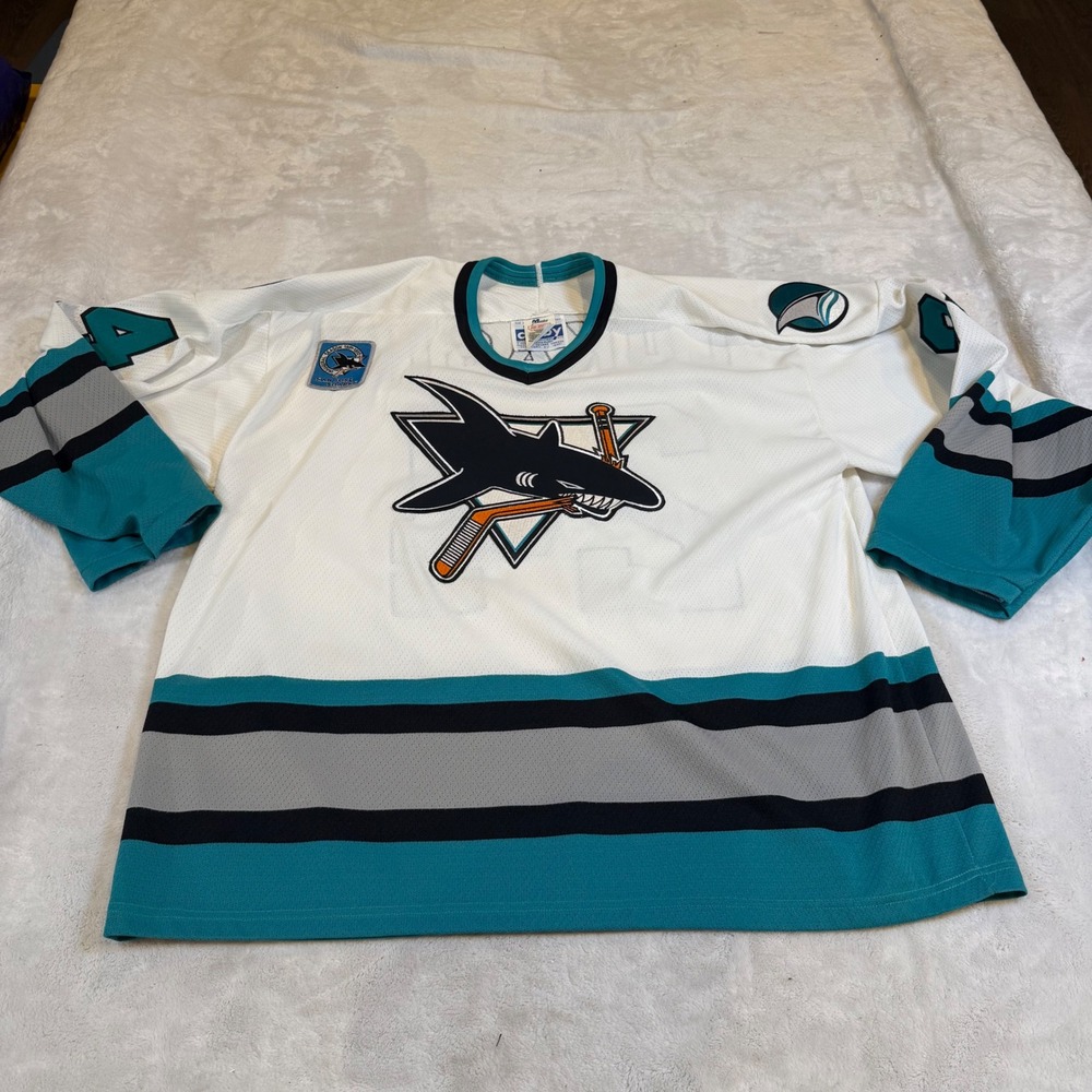 Vintage San Jose Sharks 1991 Inaugural Season Jersey Maska Cosby Lukasik 24 XL